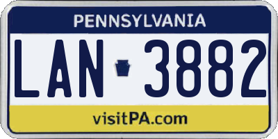 PA license plate LAN3882