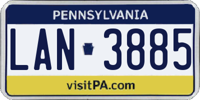 PA license plate LAN3885