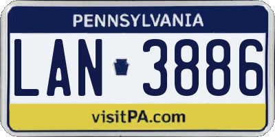 PA license plate LAN3886