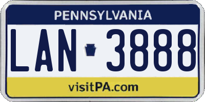 PA license plate LAN3888
