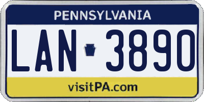 PA license plate LAN3890