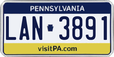 PA license plate LAN3891