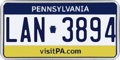 PA license plate LAN3894