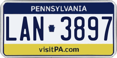 PA license plate LAN3897