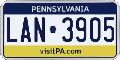 PA license plate LAN3905