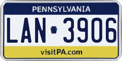 PA license plate LAN3906