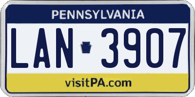 PA license plate LAN3907