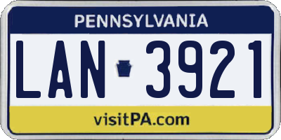 PA license plate LAN3921