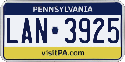 PA license plate LAN3925