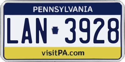 PA license plate LAN3928