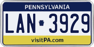 PA license plate LAN3929