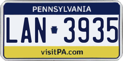 PA license plate LAN3935