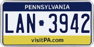 PA license plate LAN3942