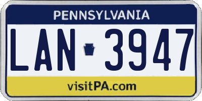 PA license plate LAN3947