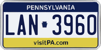 PA license plate LAN3960