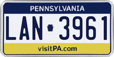 PA license plate LAN3961