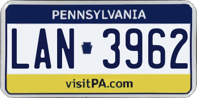 PA license plate LAN3962