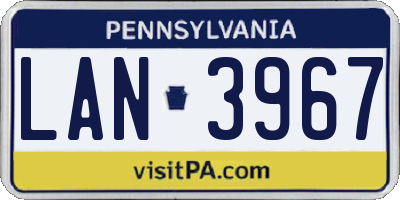 PA license plate LAN3967