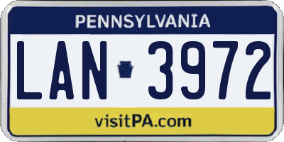 PA license plate LAN3972