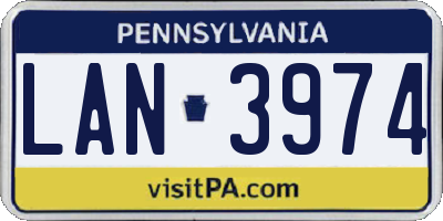 PA license plate LAN3974