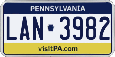 PA license plate LAN3982