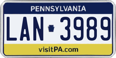 PA license plate LAN3989