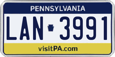 PA license plate LAN3991