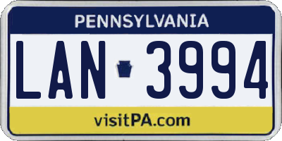 PA license plate LAN3994