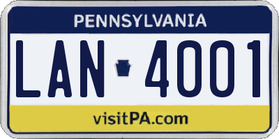PA license plate LAN4001