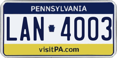 PA license plate LAN4003
