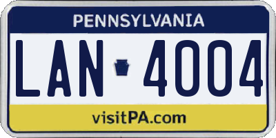 PA license plate LAN4004