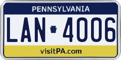 PA license plate LAN4006