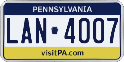 PA license plate LAN4007