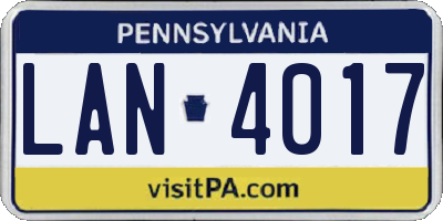 PA license plate LAN4017