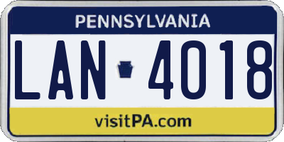 PA license plate LAN4018