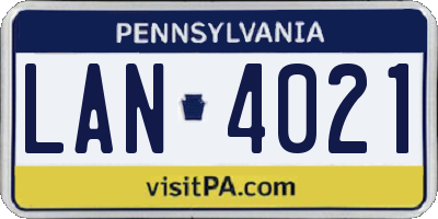 PA license plate LAN4021