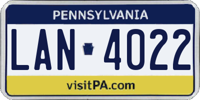 PA license plate LAN4022