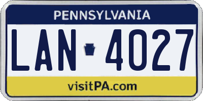 PA license plate LAN4027