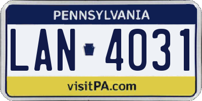 PA license plate LAN4031