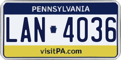 PA license plate LAN4036