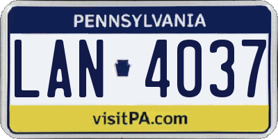 PA license plate LAN4037