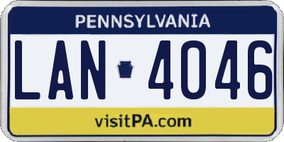 PA license plate LAN4046