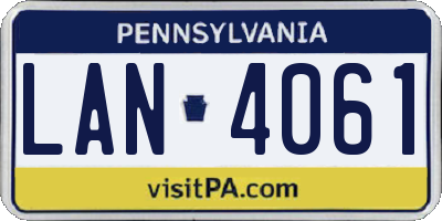 PA license plate LAN4061