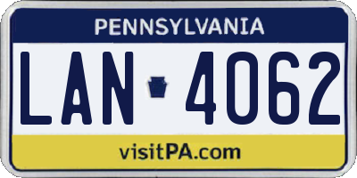 PA license plate LAN4062