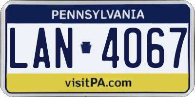 PA license plate LAN4067