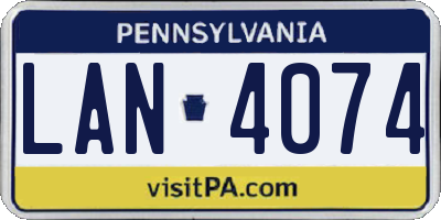 PA license plate LAN4074