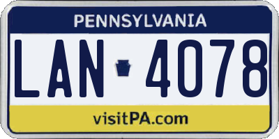 PA license plate LAN4078