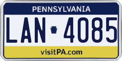 PA license plate LAN4085
