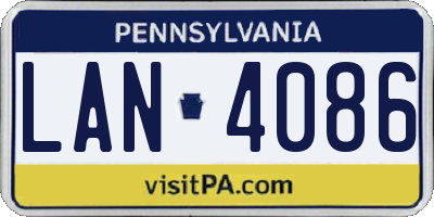 PA license plate LAN4086
