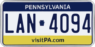 PA license plate LAN4094